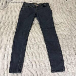 Indigo Rein Juniors 7 Skinny Jeans Black Denim Stretch Pink Stitching Stretch